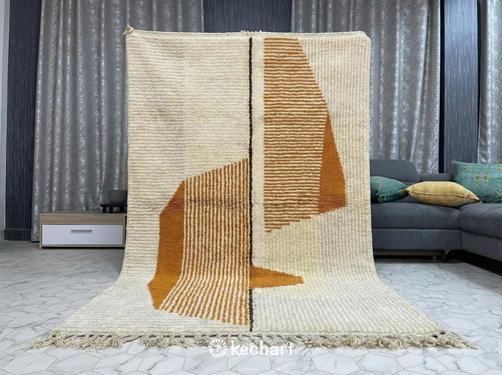 Custom Beni Ourain Rug - Handwoven Moroccan Wool in Warm Gold & Toffee Tones