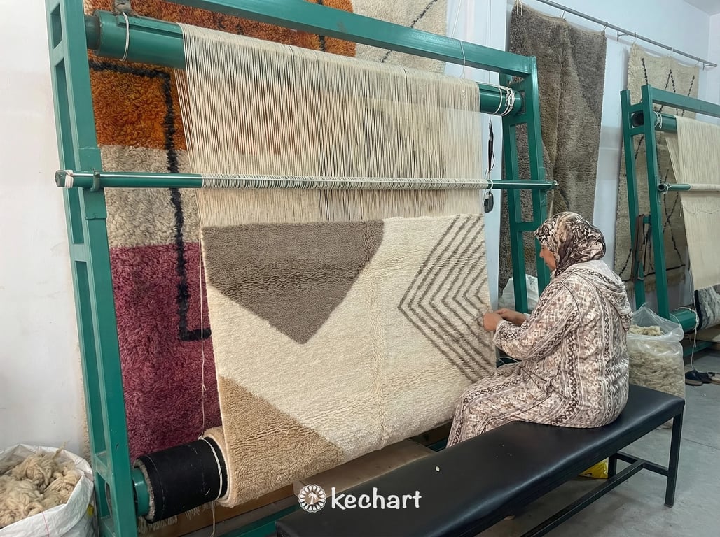 Custom Beni Ourain Rug - Made to Order Warm Taupe Geometric Wool Rug
