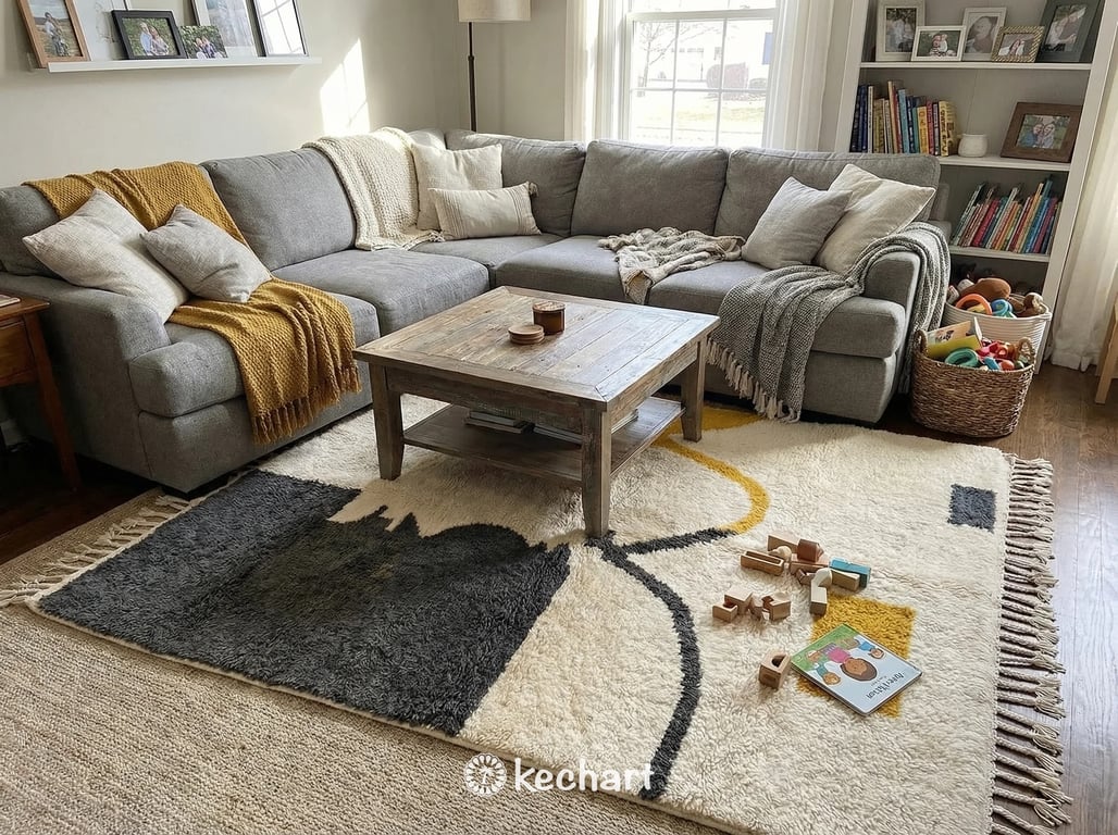 Custom Beni Ourain Rug - Made to Order Wool Rug in Cream, Charcoal & Sunflower