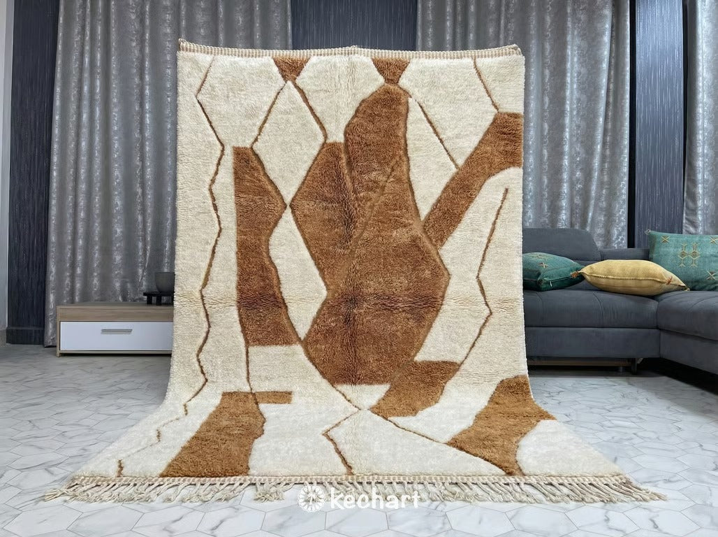 Custom Beni Ourain Rug - Made to Order Moroccan Wool in Cream & Emberglow