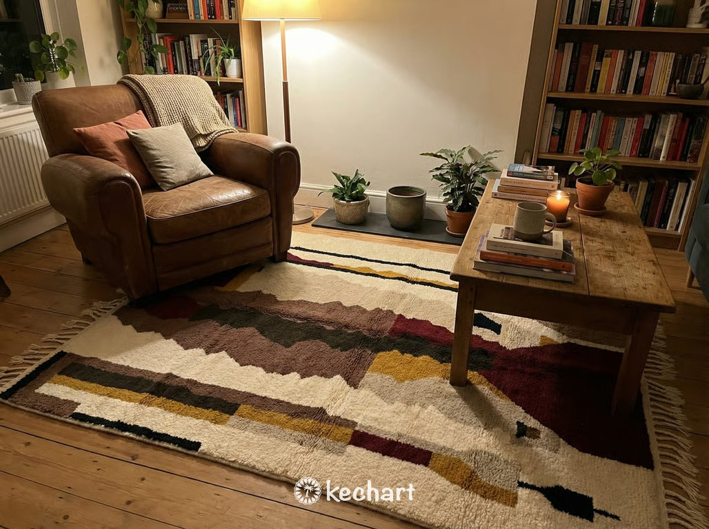 Custom Beni Ourain Rug - Made to Order Plush Wool Rug in Oxblood & Earth Tones