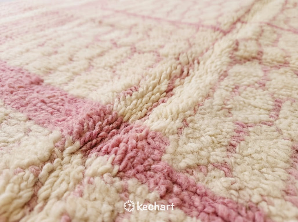 Custom Beni Ourain Rug - Made to Order Moroccan Wool with Pink Diamonds