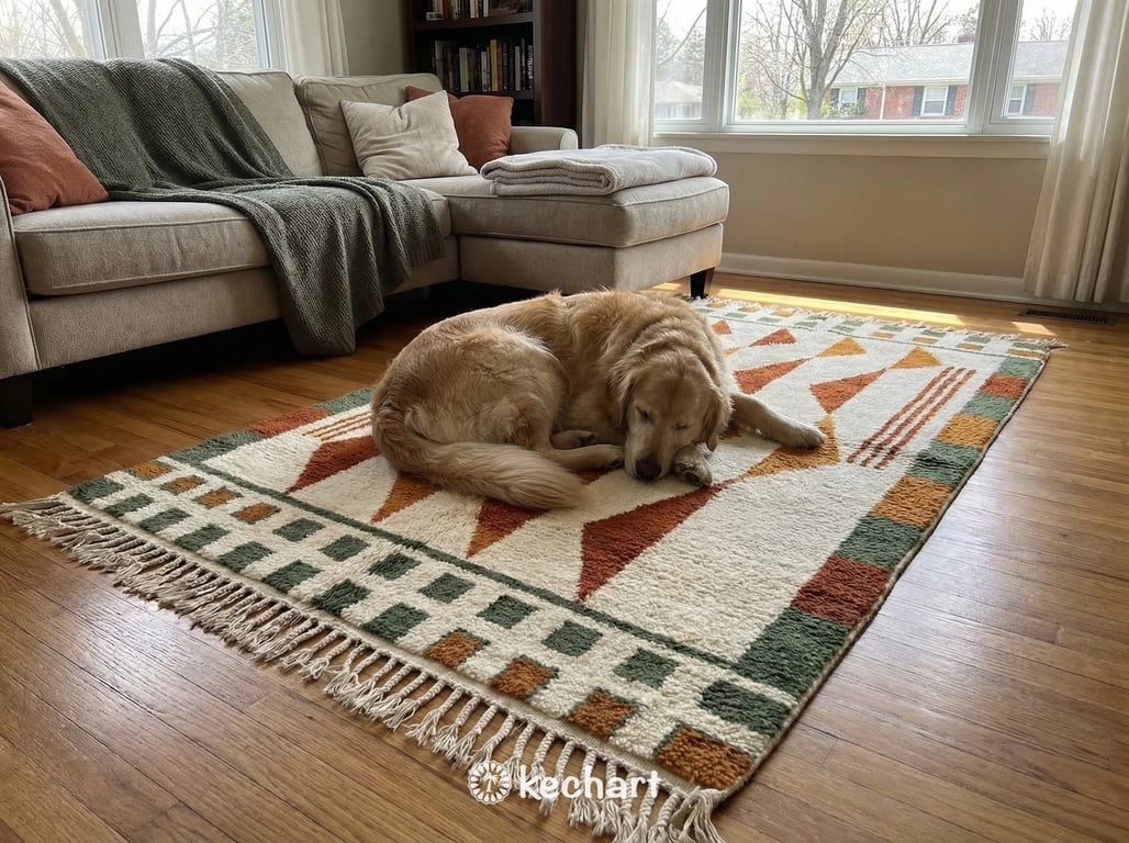 Custom Size Beni Ourain Rug - Handwoven Moroccan Wool in Rust & Earth Tones