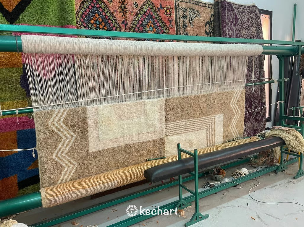 Custom Beni Ourain Rug - Plush Moroccan Wool in Cream Diamond Pattern