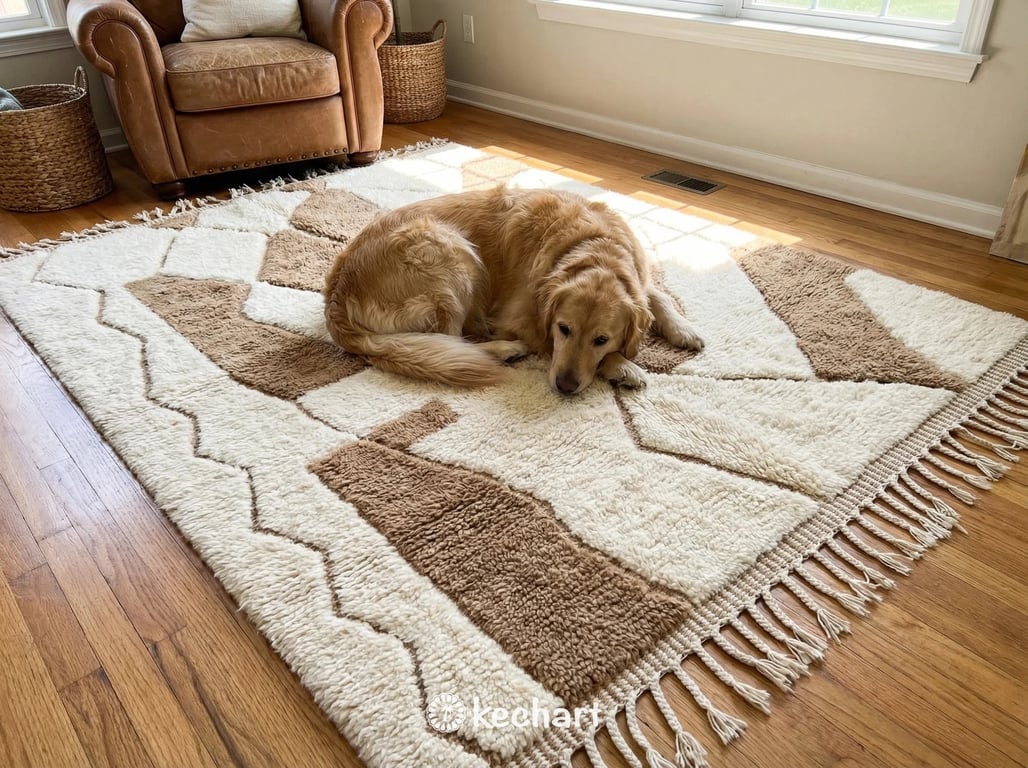 Custom Beni Ourain Rug - Made to Order Cream & Greige Diamond Wool Rug