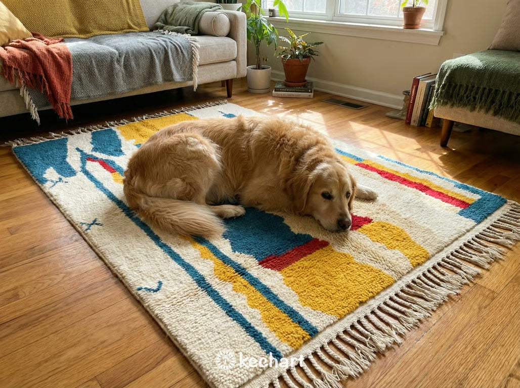Custom Beni Ourain Wool Rug - Handwoven Vibrant Geometric Design