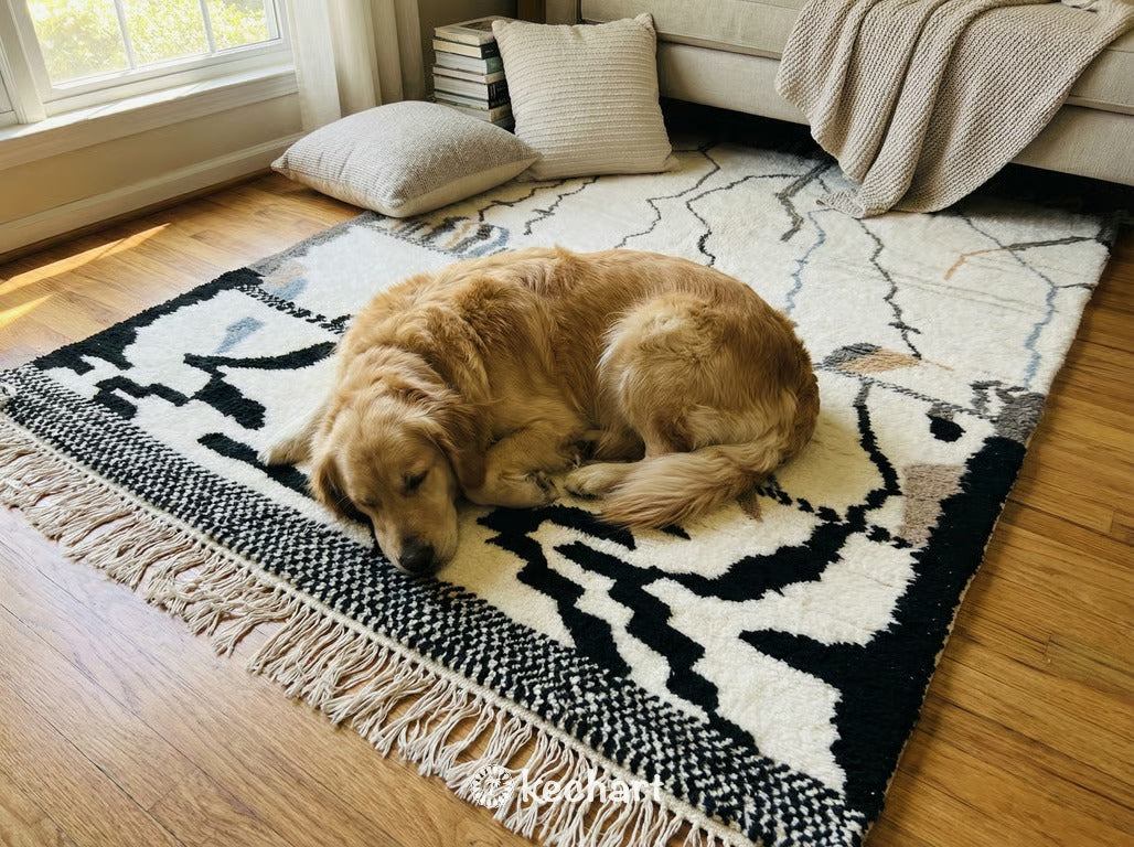 Custom Beni Ourain Rug - Made to Order Moroccan Wool in White & Grey