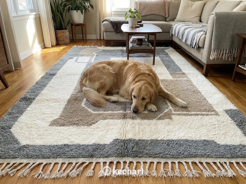 Custom Beni Ourain Rug - Handwoven Moroccan Wool in Soft White & Grey