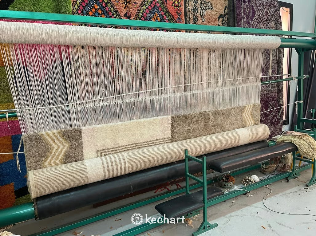 Custom Beni Ourain Rug - Plush Moroccan Wool in Cream Diamond Pattern