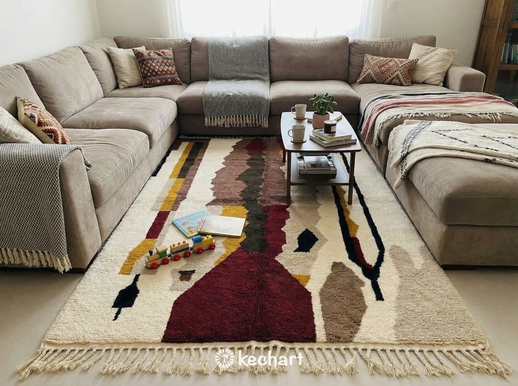 Custom Beni Ourain Rug - Made to Order Plush Wool Rug in Oxblood & Earth Tones