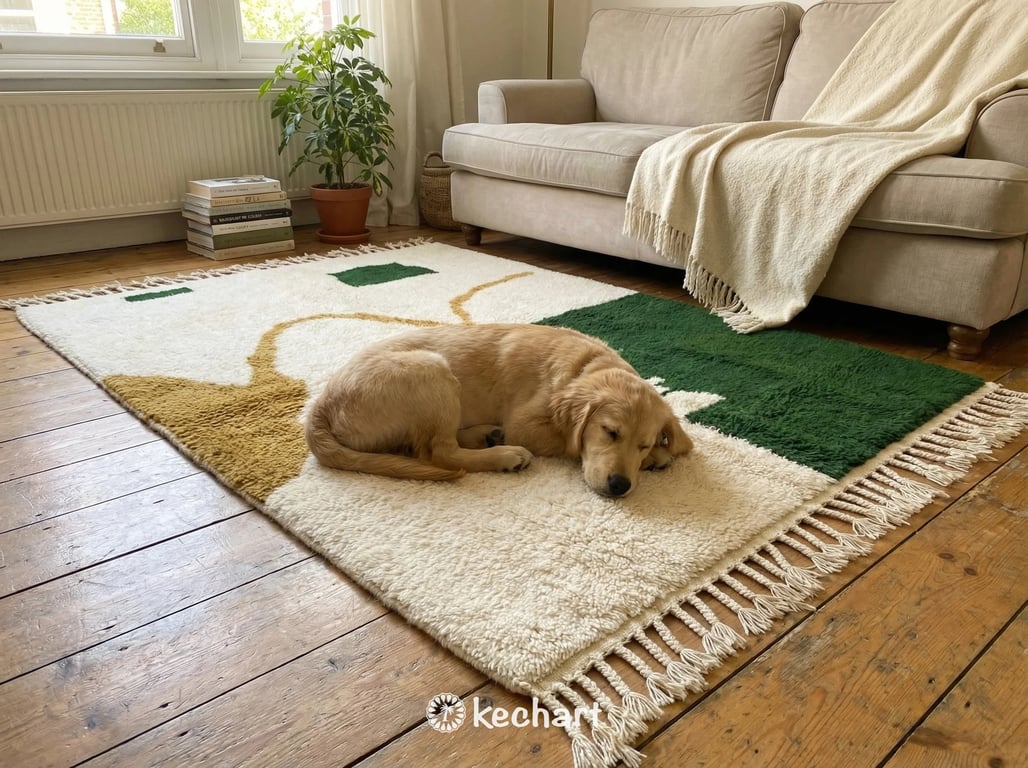 Custom Beni Ourain Rug - Made to Order Moroccan Wool, White & Gold Diamond Pattern