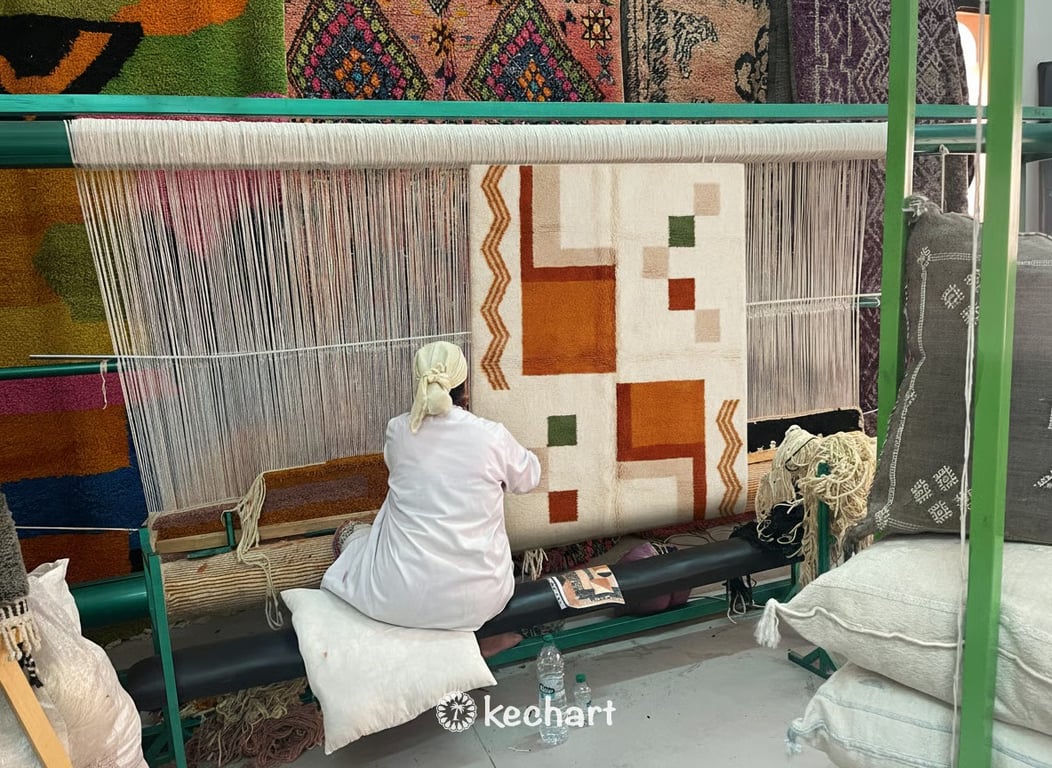 Custom Size Moroccan Beni Ourain Rug - Plush Wool Geometric in Earth Tones