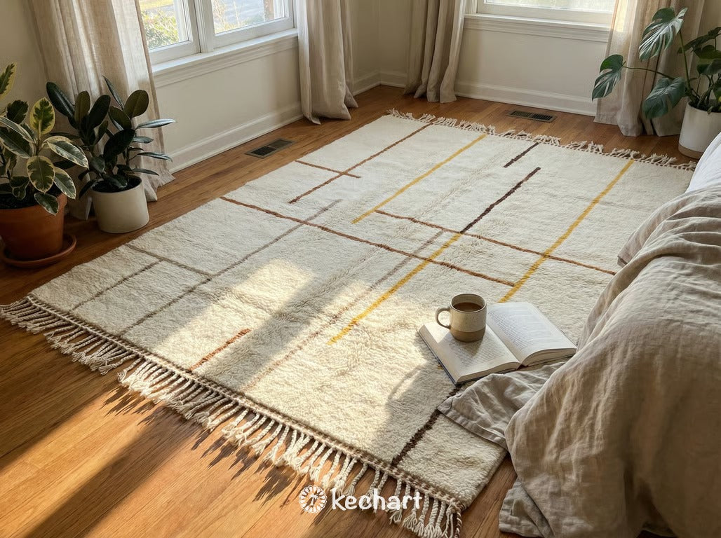 Custom Made Beni Ourain Rug - Sierra, Saffron & Beige Geometric Wool