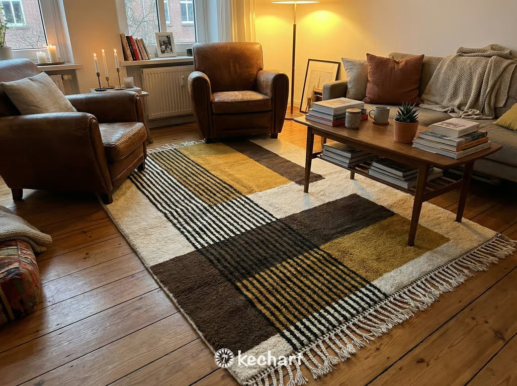 Custom Size Beni Ourain Rug - Handwoven Moroccan Wool Geometric Pattern