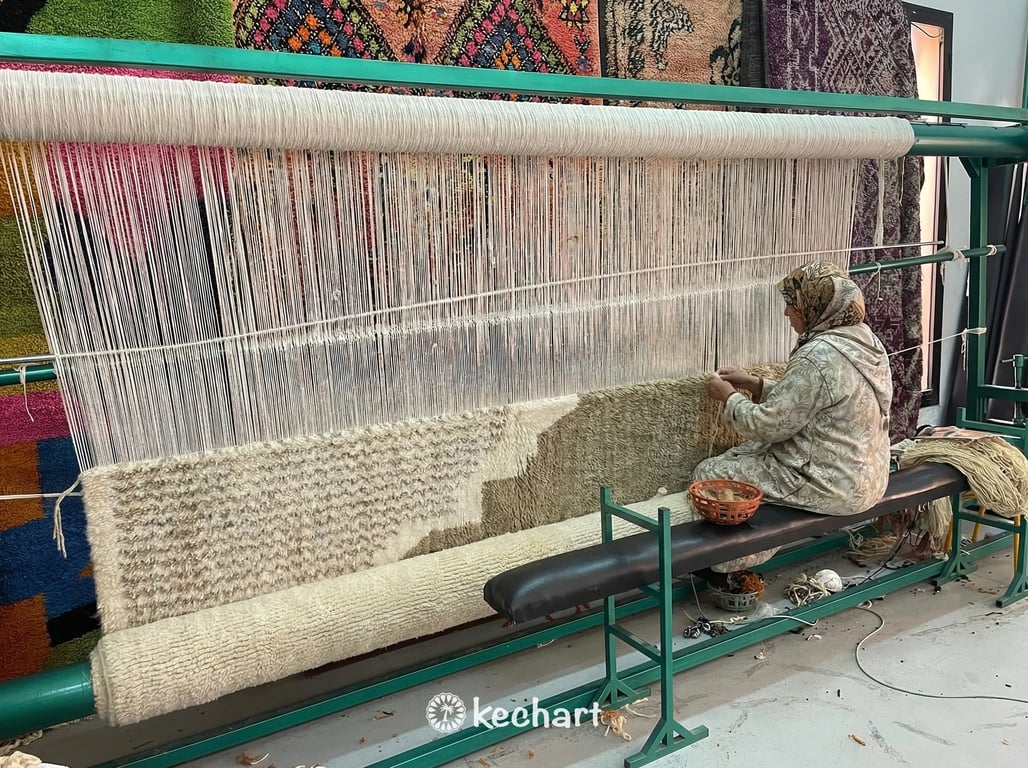 Custom Beni Ourain Rug - Handwoven Cream & Khaki Wool - Made to Order