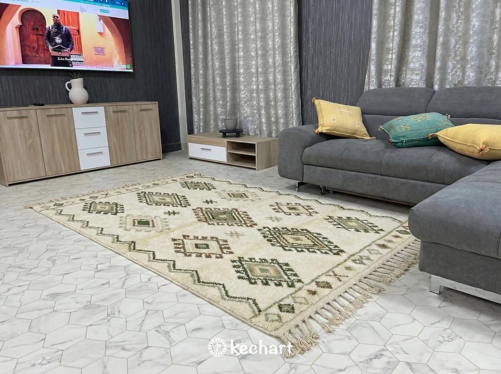 Custom Size Beni Ourain Rug - Handwoven Earth Tone Moroccan Wool