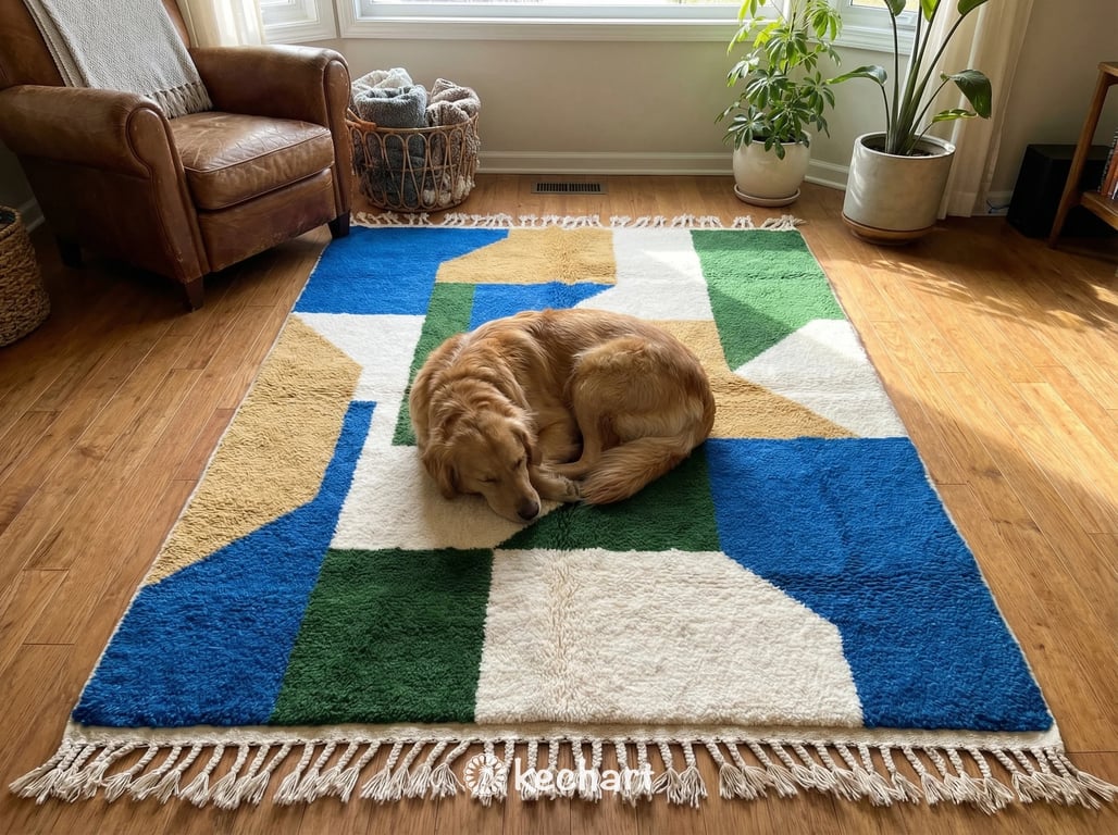 Custom Beni Ourain Rug - Made to Order Moroccan Wool with Colorful Diamonds