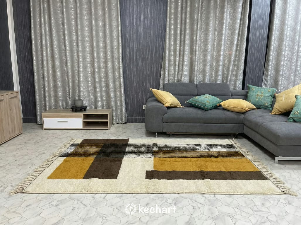 Custom Size Beni Ourain Rug - Handwoven Moroccan Wool Geometric Pattern