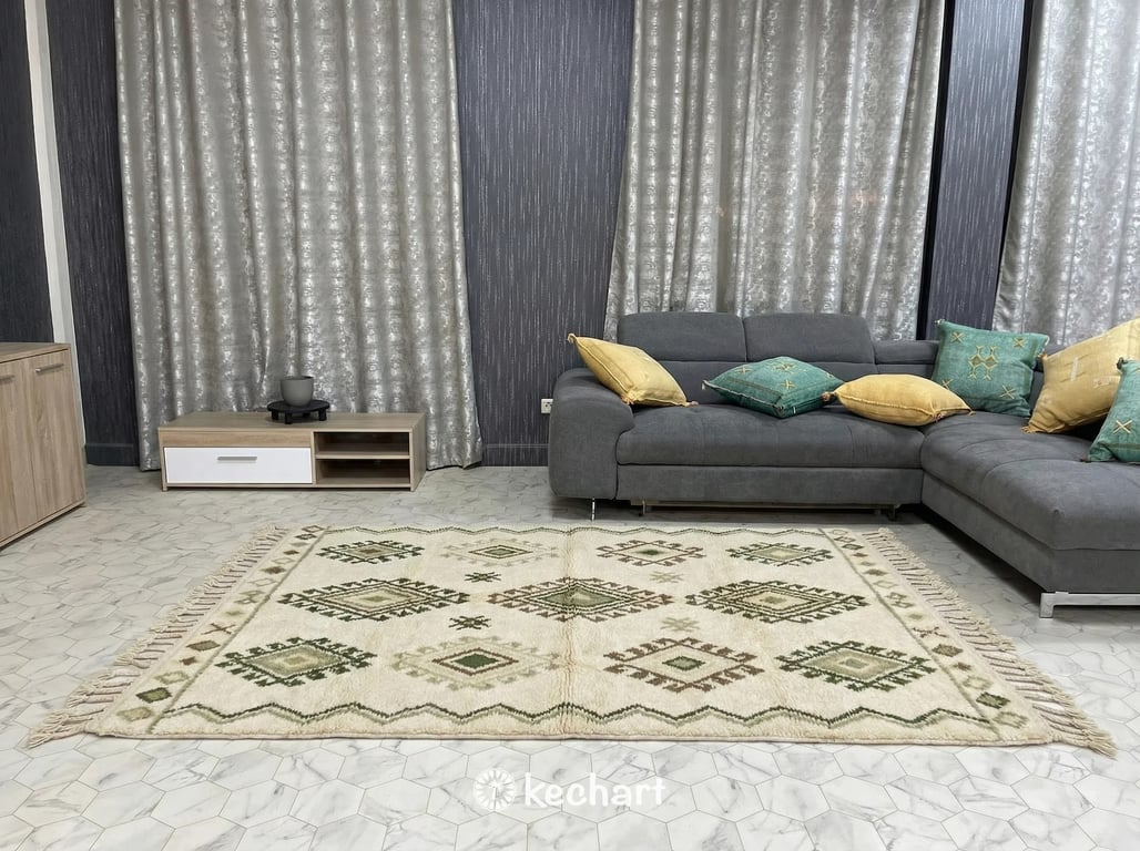 Custom Size Beni Ourain Rug - Handwoven Earth Tone Moroccan Wool