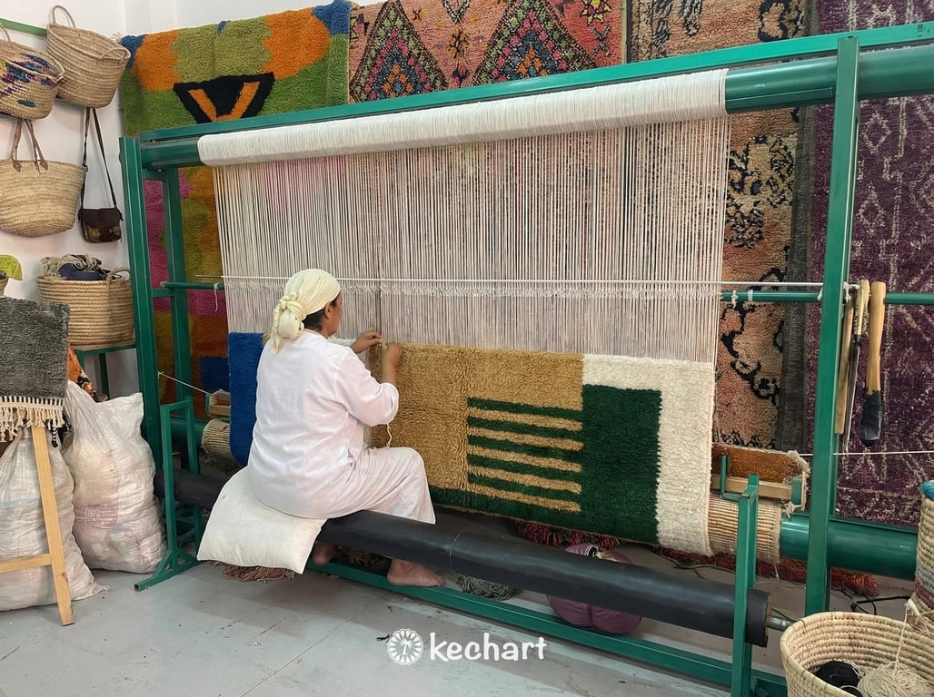 Custom Beni Ourain Rug - Made to Order Moroccan Wool Rug in Blue & Gold