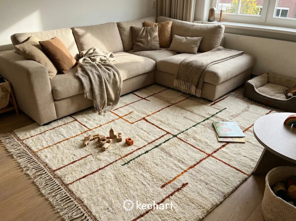 Custom Size Beni Ourain Rug - Handwoven Moroccan Wool in Warm Earth Tones