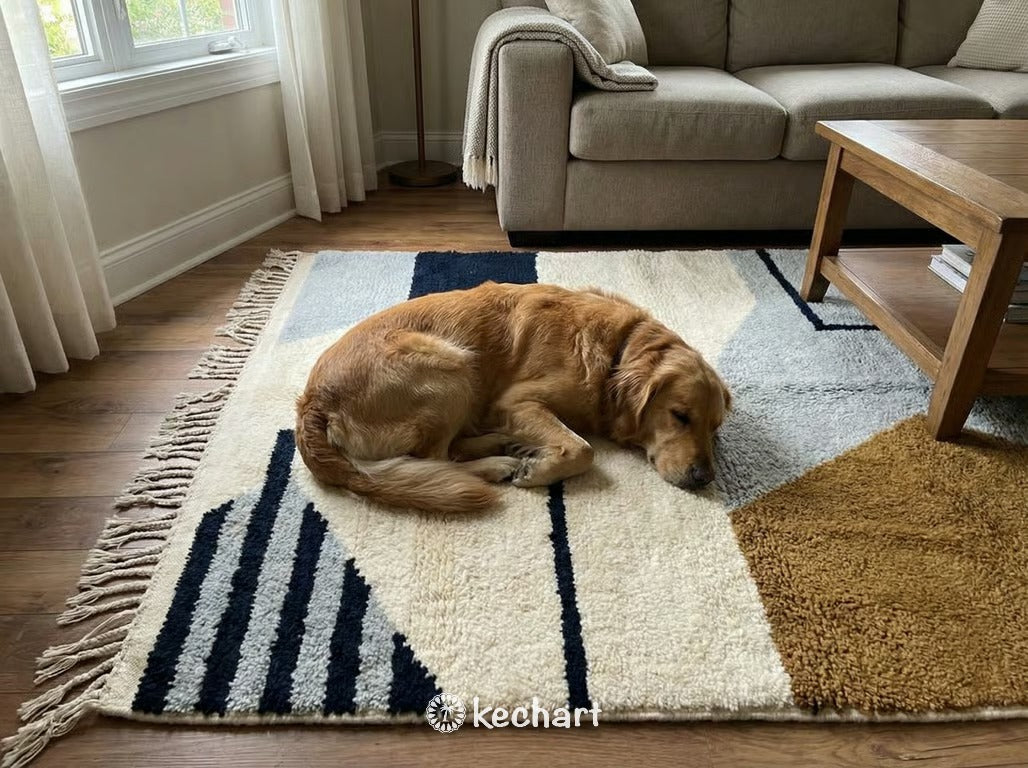 Custom Size Beni Ourain Rug - Handwoven Moroccan Wool with Diamond Pattern