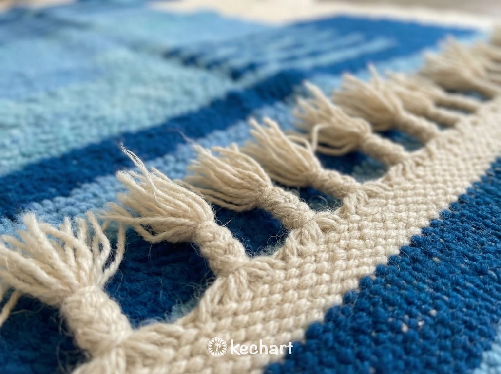 Custom Beni Ourain Rug - Handwoven Cream & Blue Wool - Made to Order