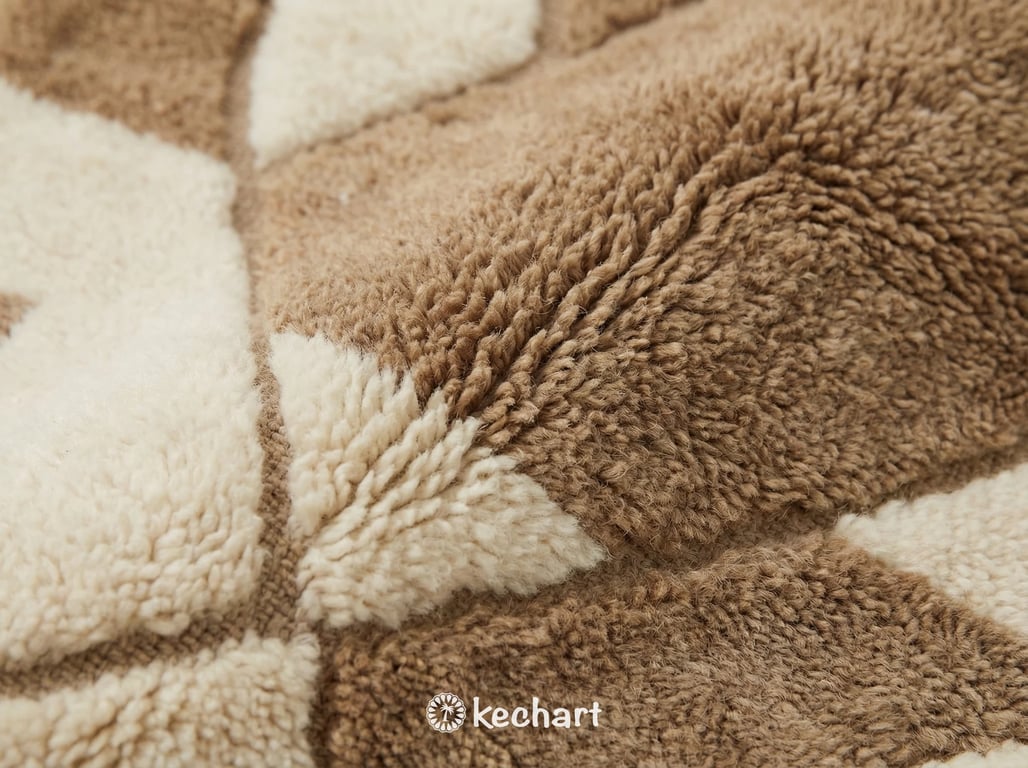 Custom Beni Ourain Rug - Made to Order Cream & Greige Diamond Wool Rug