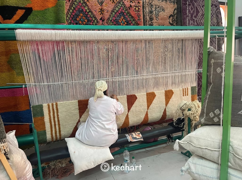 Custom Size Beni Ourain Rug - Handwoven Moroccan Wool in Rust & Earth Tones