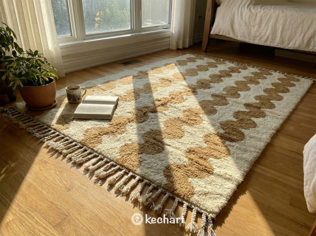 Custom Beni Ourain Rug - Handwoven Cream & Camel Moroccan Wool Rug
