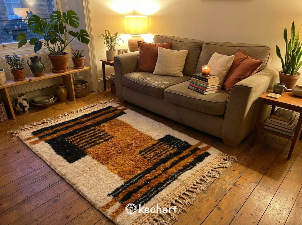 Custom Beni Ourain Rug - Made to Order Moroccan Wool, Geometric Earth Tones