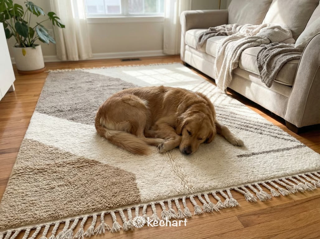 Custom Beni Ourain Rug - Made to Order Warm Taupe Geometric Wool Rug