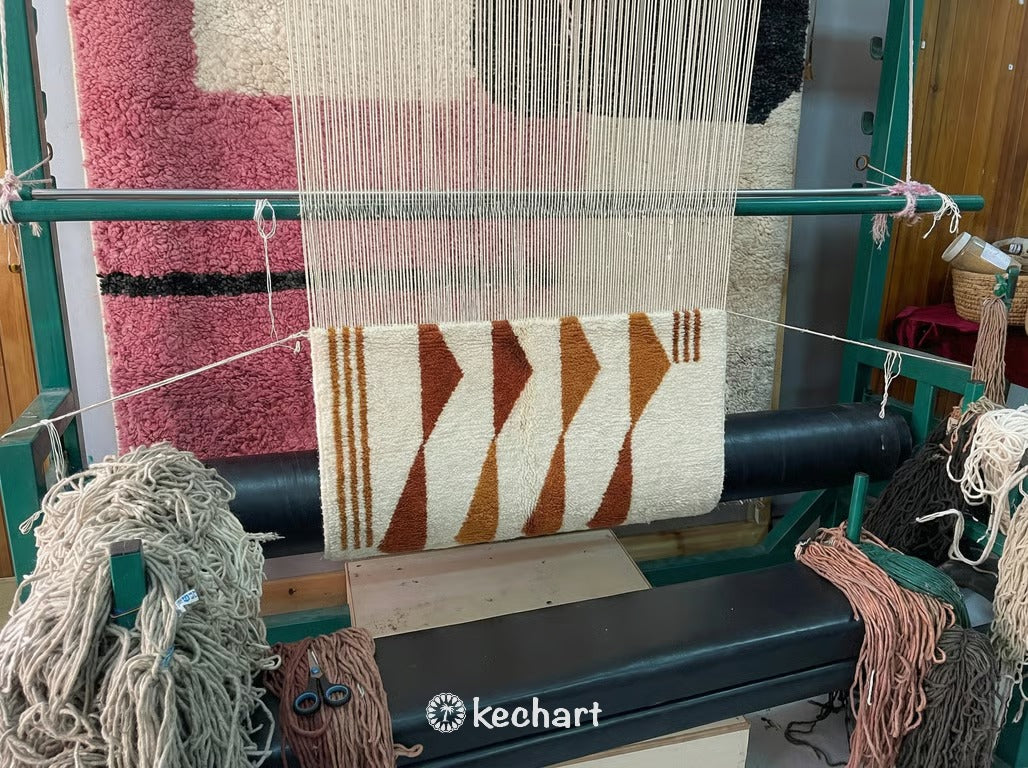Custom Size Beni Ourain Rug - Handwoven Moroccan Wool in Rust & Earth Tones