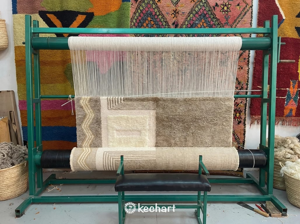 Custom Beni Ourain Rug - Plush Moroccan Wool in Cream Diamond Pattern