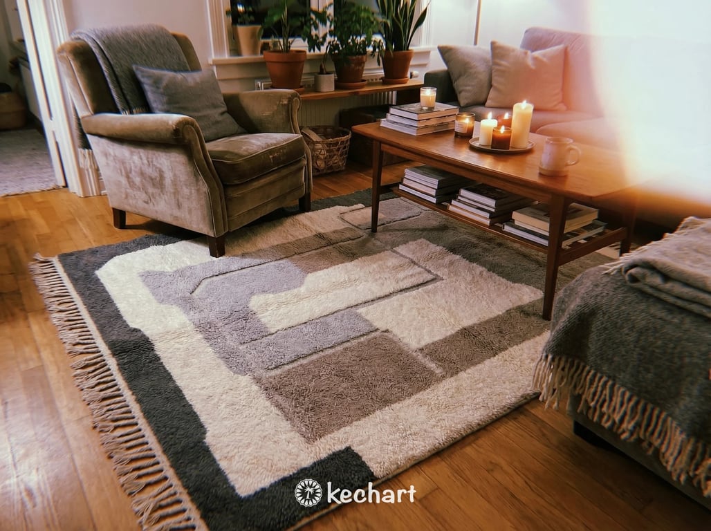 Custom Beni Ourain Rug - Made to Order Grey & White Diamond Moroccan Wool Rug