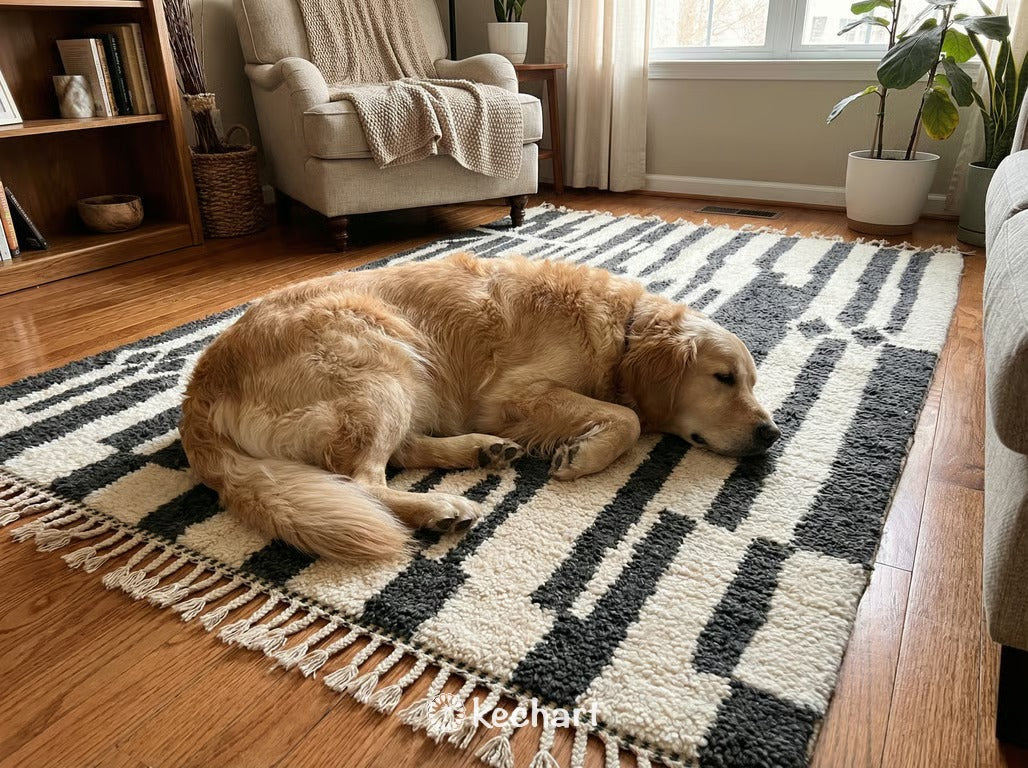 Custom Beni Ourain Rug - Made to Order Moroccan Wool Rug in Cream & Charcoal Diamonds