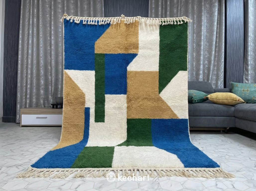 Custom Beni Ourain Rug - Made to Order Moroccan Wool with Colorful Diamonds