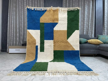 Custom Beni Ourain Rug - Made to Order Moroccan Wool with Colorful Diamonds