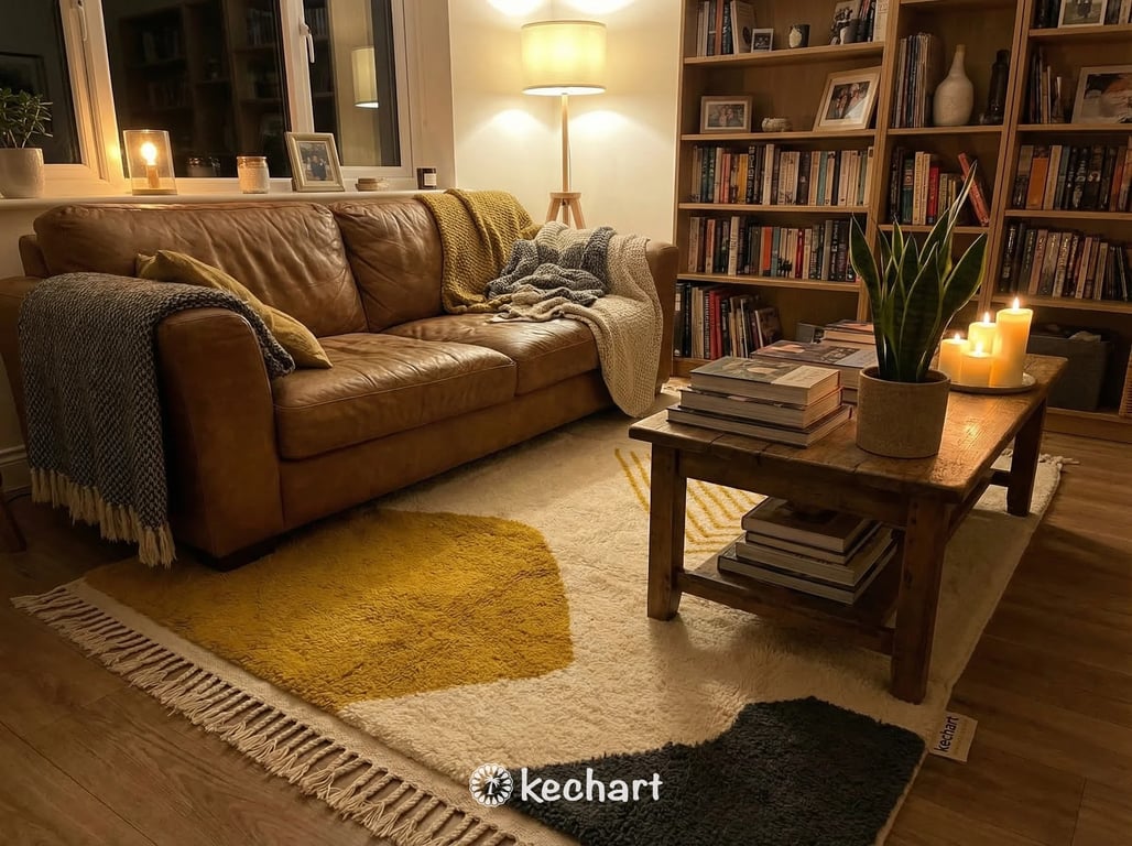 Handwoven Custom Beni Ourain Rug - Natural Cream & Curry Yellow Wool