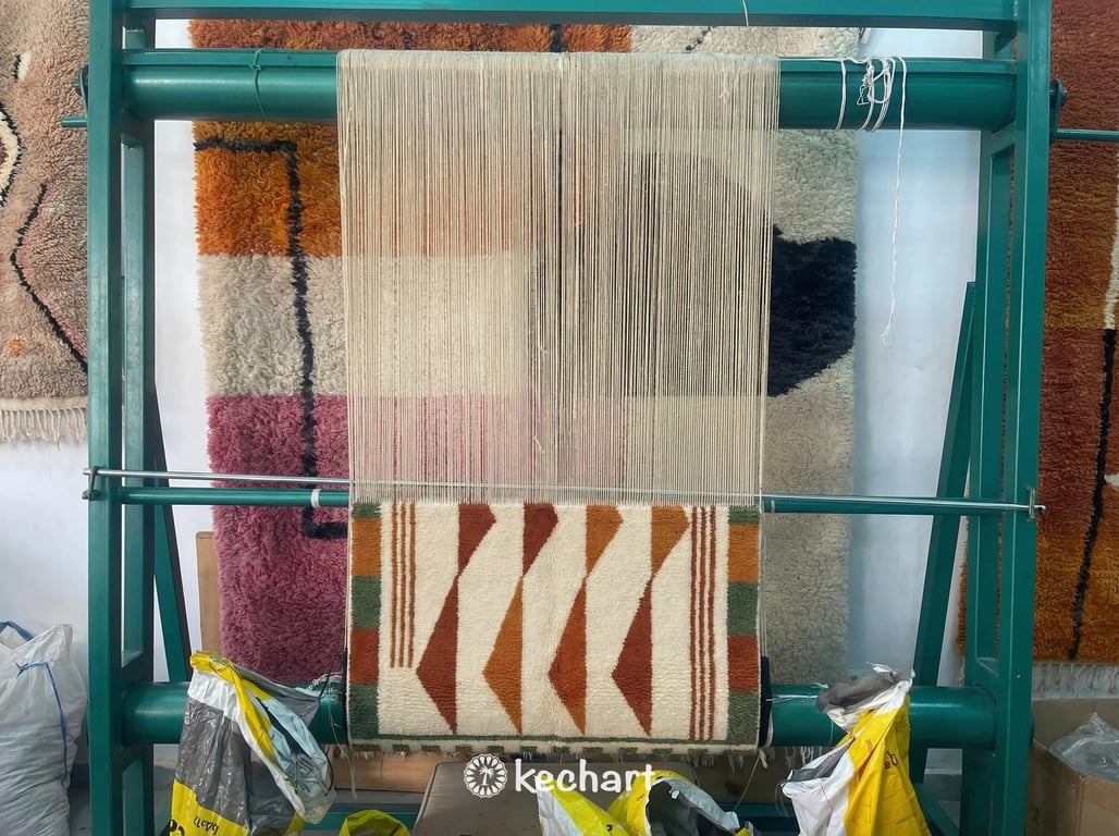Custom Size Beni Ourain Rug - Handwoven Moroccan Wool in Rust & Earth Tones