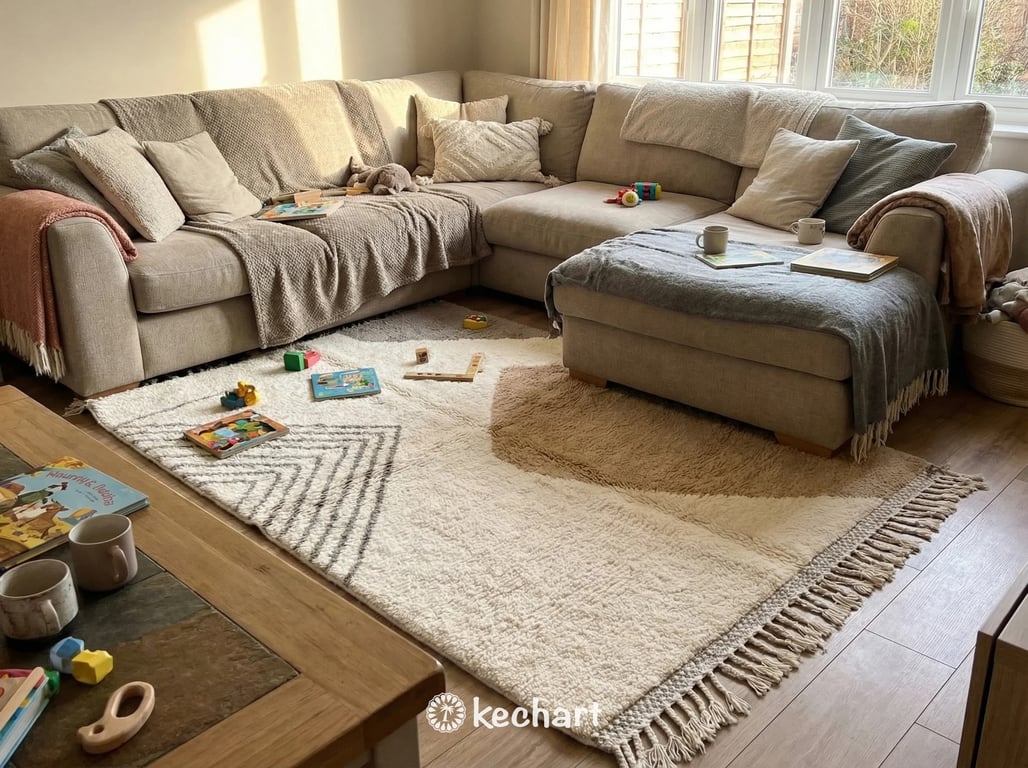 Custom Beni Ourain Rug - Made to Order Moroccan Wool Rug in Cream & Grey