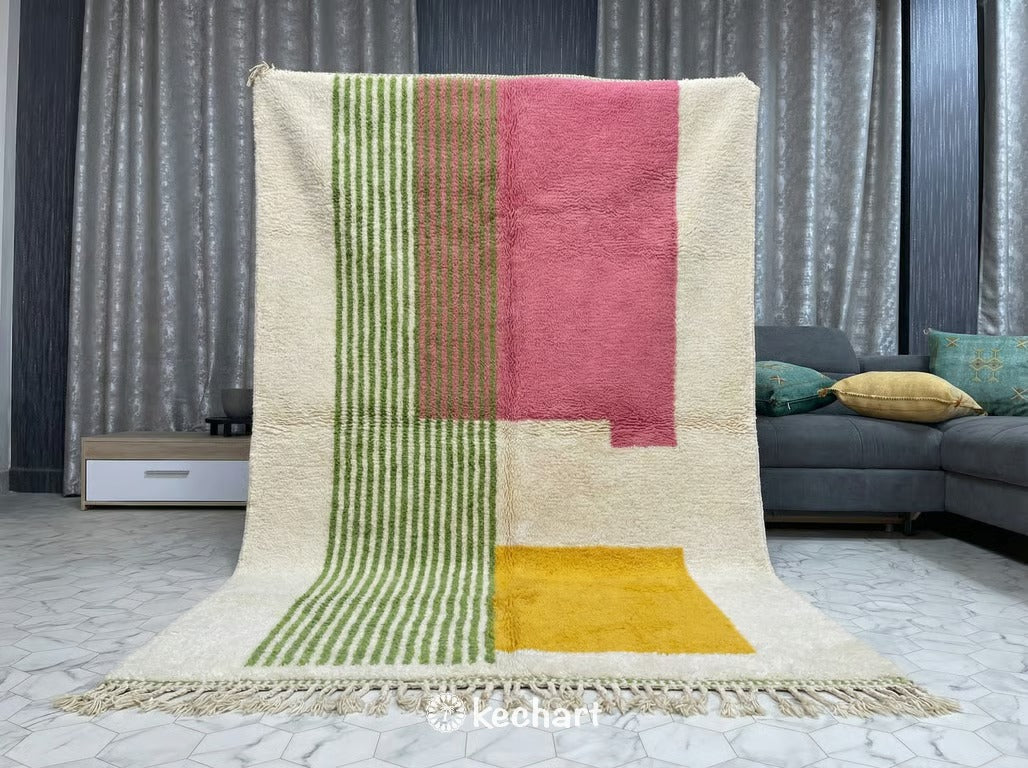 Custom Beni Ourain Rug - Made to Order Colorful Geometric Diamond Wool Rug