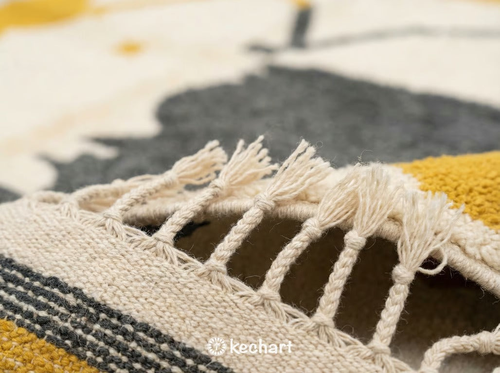 Custom Beni Ourain Rug - Made to Order Wool Rug in Cream, Charcoal & Sunflower