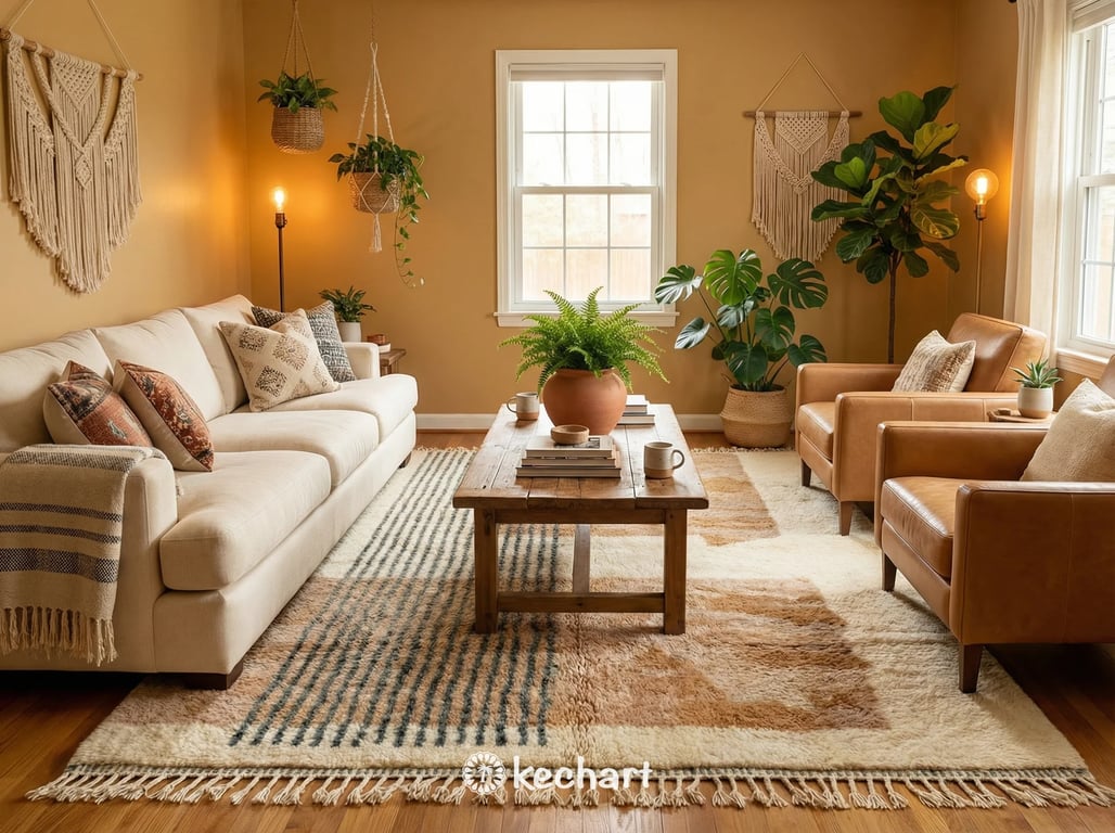 Small made-to-order Berber wool rug in a cozy nursery corner with a leather armchair and natural wood crib.