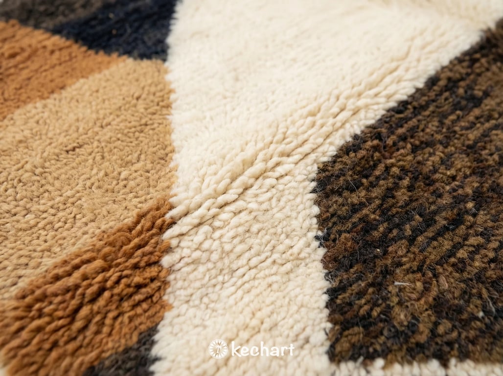 Custom Beni Ourain Rug - Handwoven Moroccan Wool Rug in Cream, Toffee & Camel