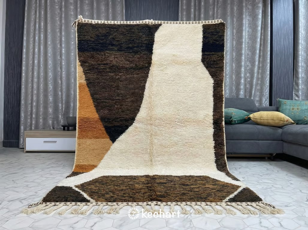 Custom Beni Ourain Rug - Handwoven Moroccan Wool Rug in Cream, Toffee & Camel