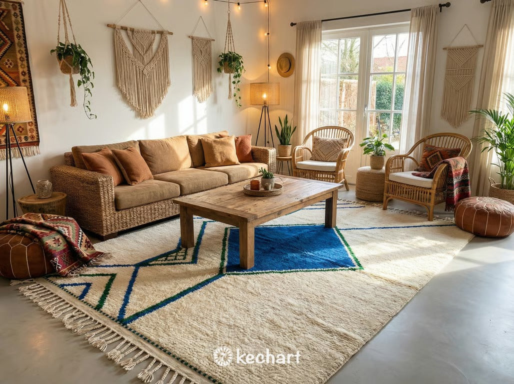 Custom Beni Ourain Rug - Blue & Green Moroccan Wool Rug