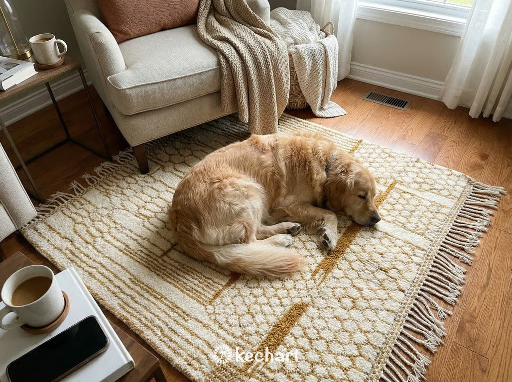 Custom Beni Ourain Rug - Handwoven Moroccan Wool Rug in Cream & Desert Sun