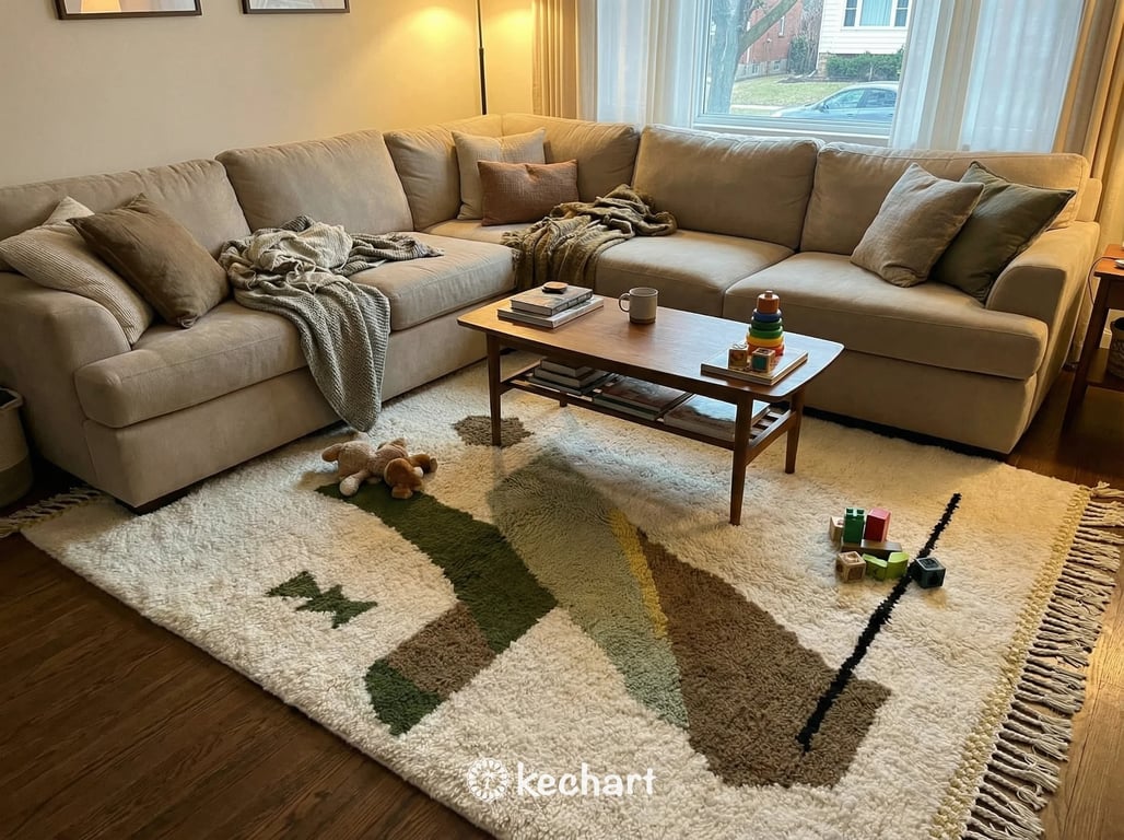Custom Beni Ourain Rug - Olive & Sage Geometric Wool