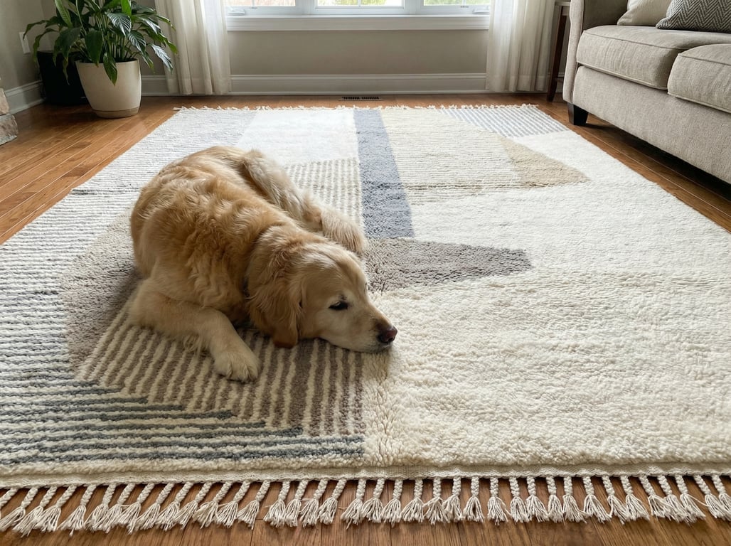 Custom Beni Ourain Moroccan Rug - Soft White & Grey Geometric Wool - Made to Order